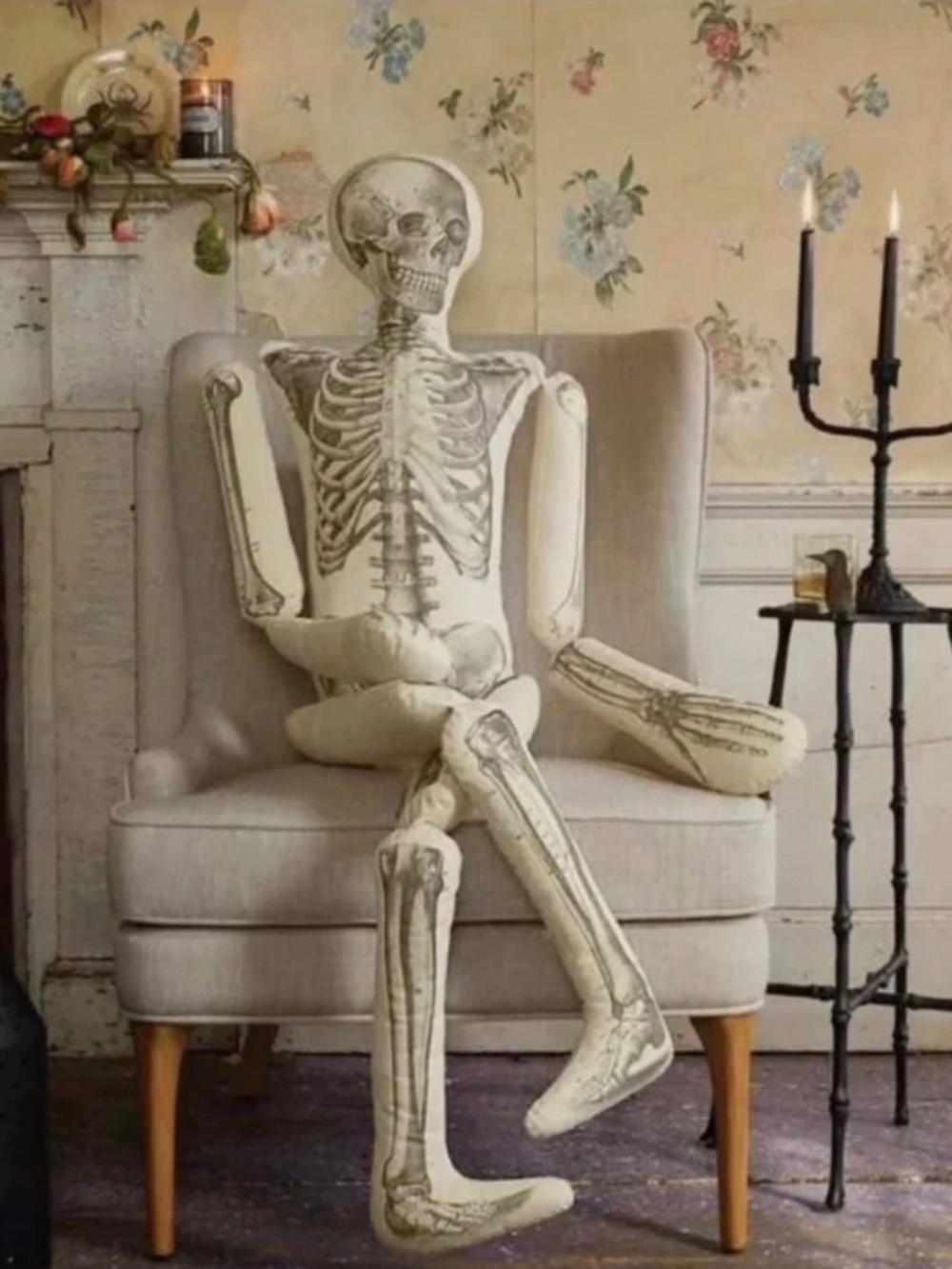 John Derian Articulated Skeleton Pillow